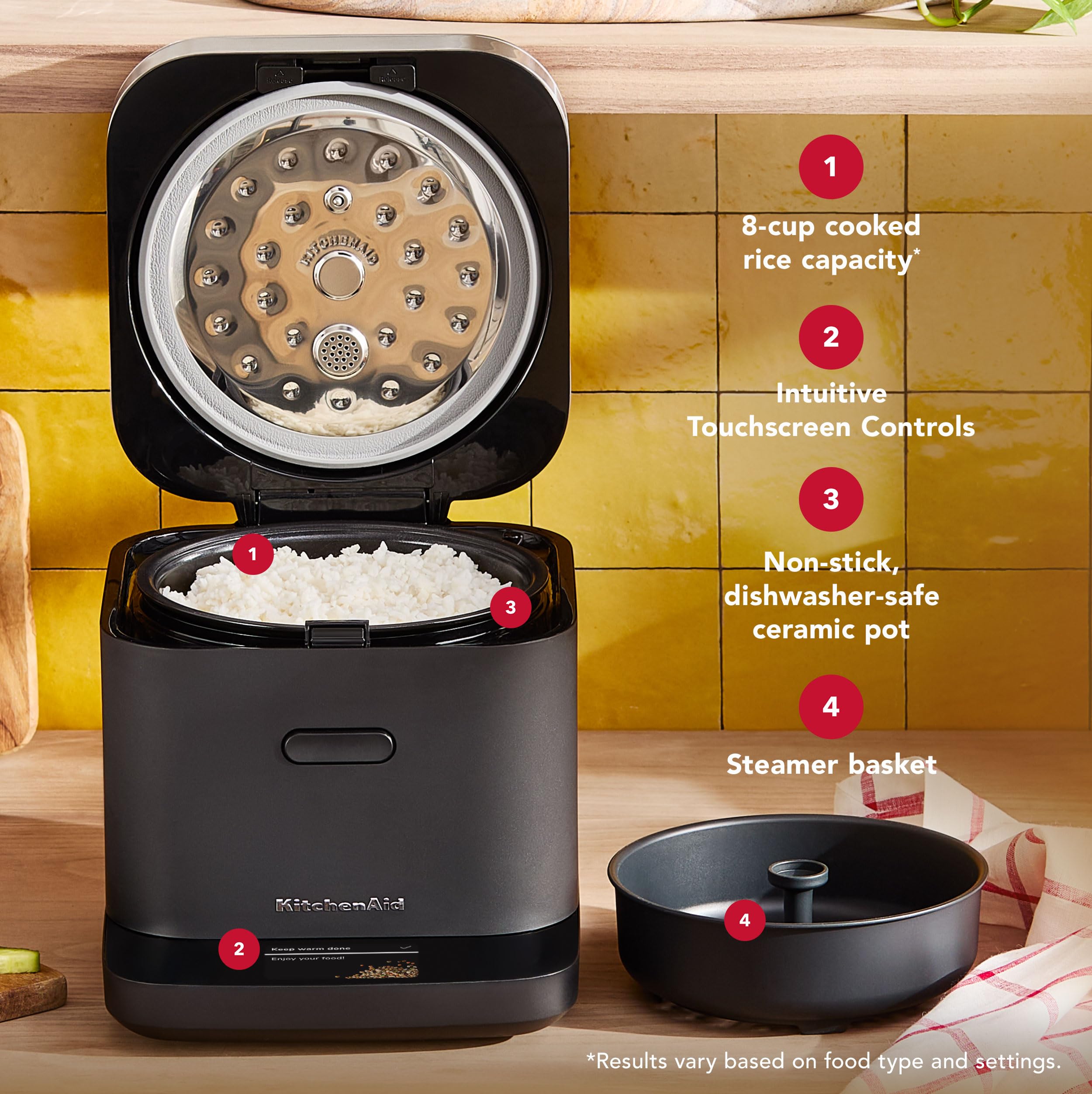 Compact Grain and Rice Cooker Black Matte