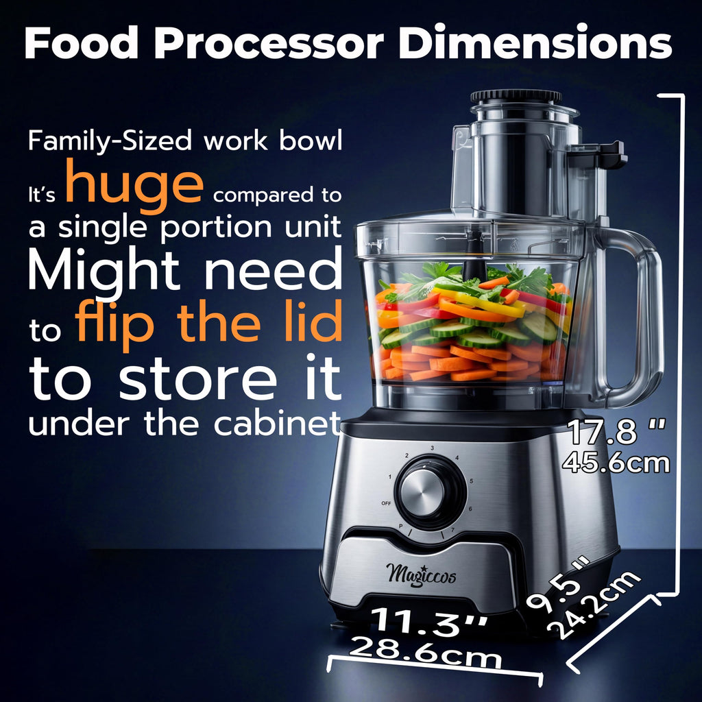 14 Cup Food Processor with French Fry Cutter Large Chute and Storage Drawer