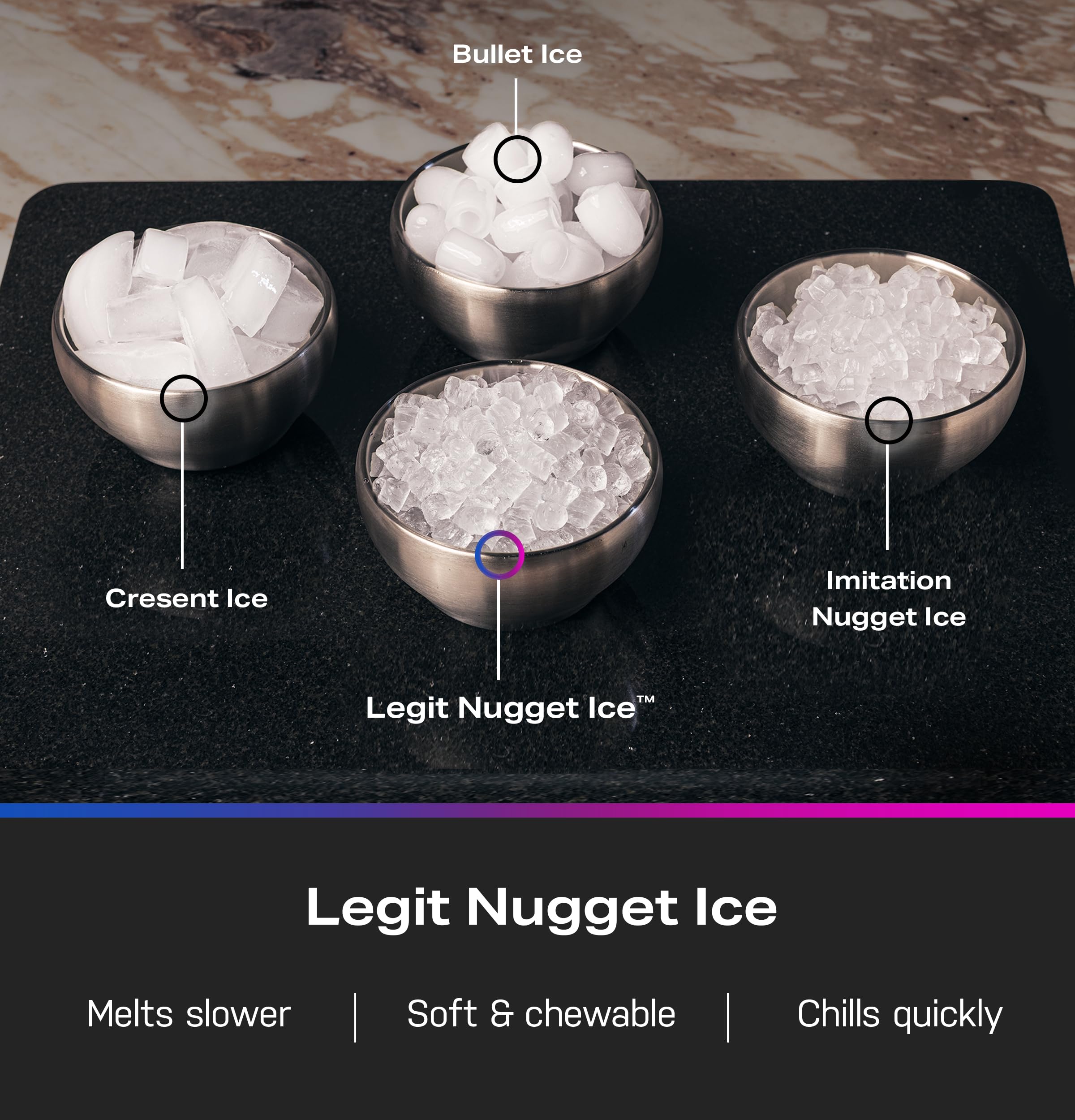 Portable Countertop Nugget Ice Maker with Side Tank 36 Pounds Daily