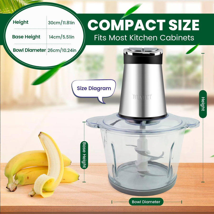 800W 12 Cup Food Chopper with LED Timer and Six Tiered Blades