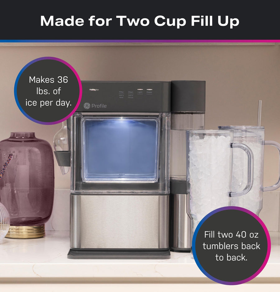 Portable Countertop Nugget Ice Maker with Side Tank 36 Pounds Daily
