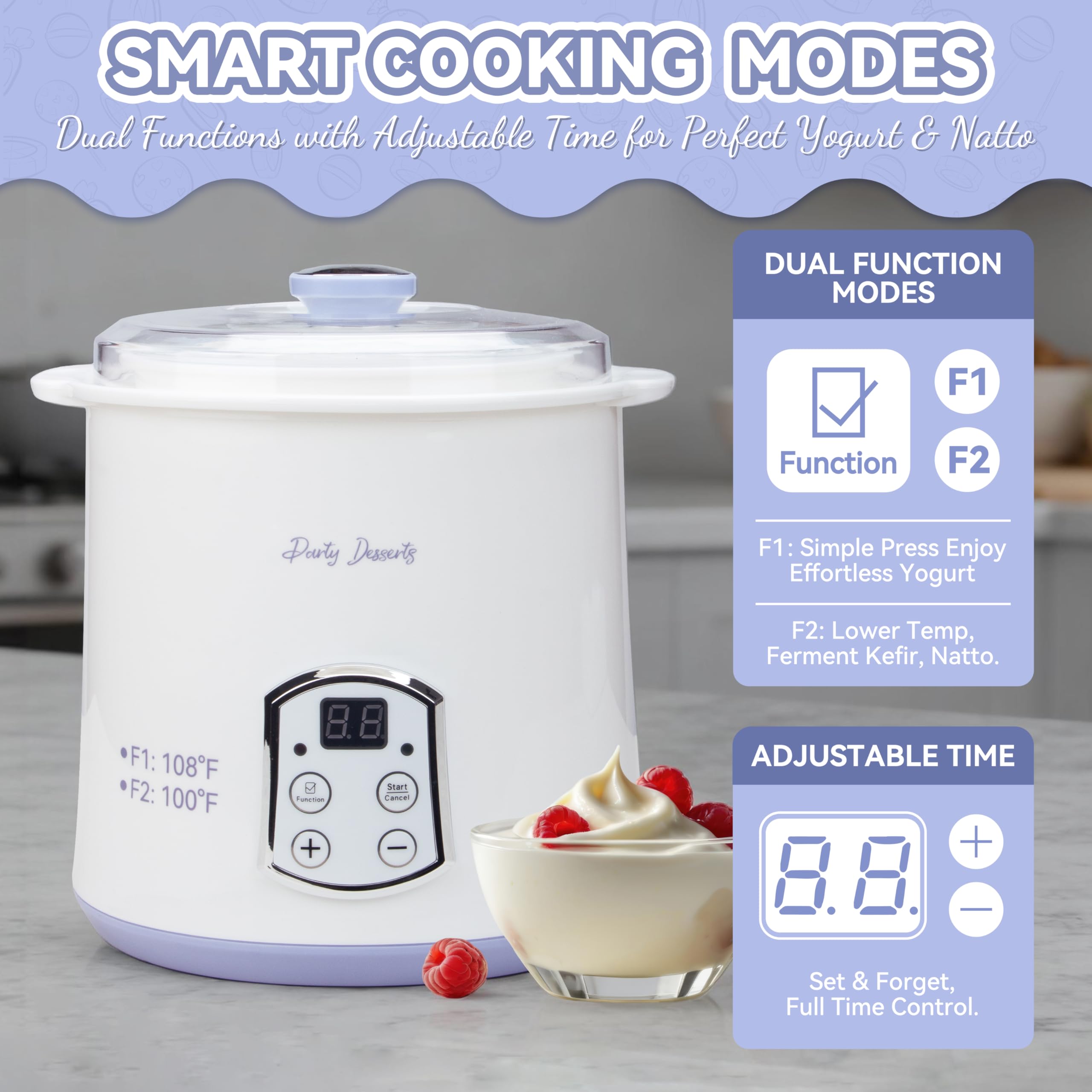 Automatic Greek Yogurt Maker with Strainer Timer and Two Quart Buckets