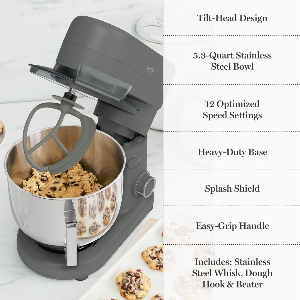 12 Speed 5.3QT Tilt Head Stand Mixer with Stainless Steel Bowl