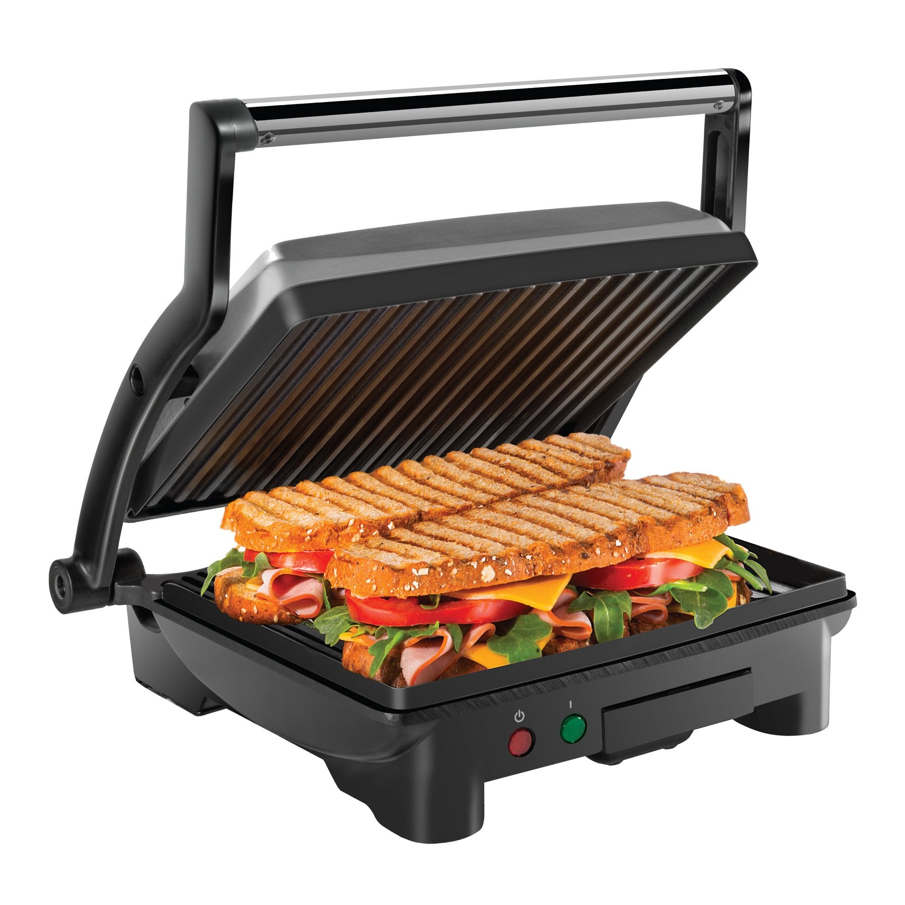 4 Slice Panini Press and Contact Grill with 180 Degree Opening