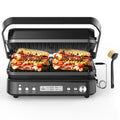 6 in 1 Electric Contact Grill and Griddle with Waffle Plates and Probe