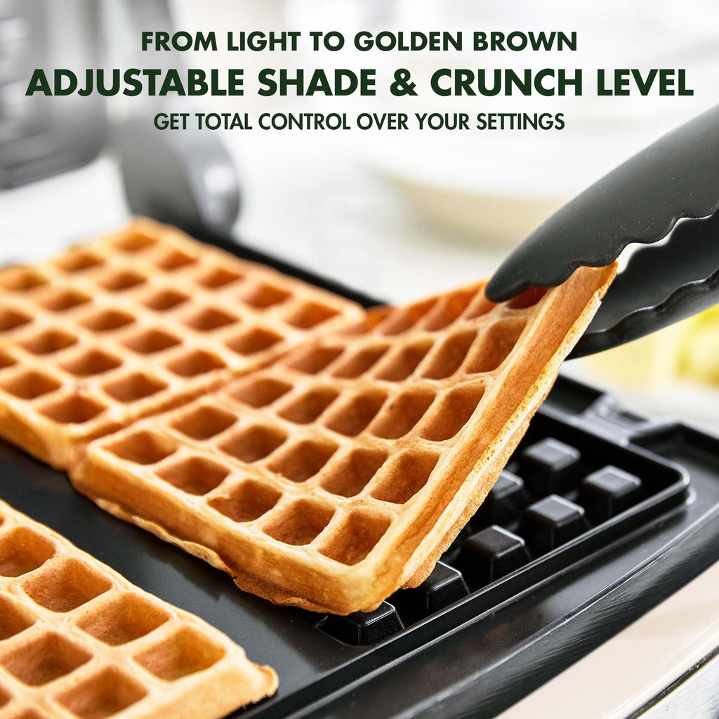 4 Square Belgian and Classic Waffle Maker with Ceramic Nonstick Plates