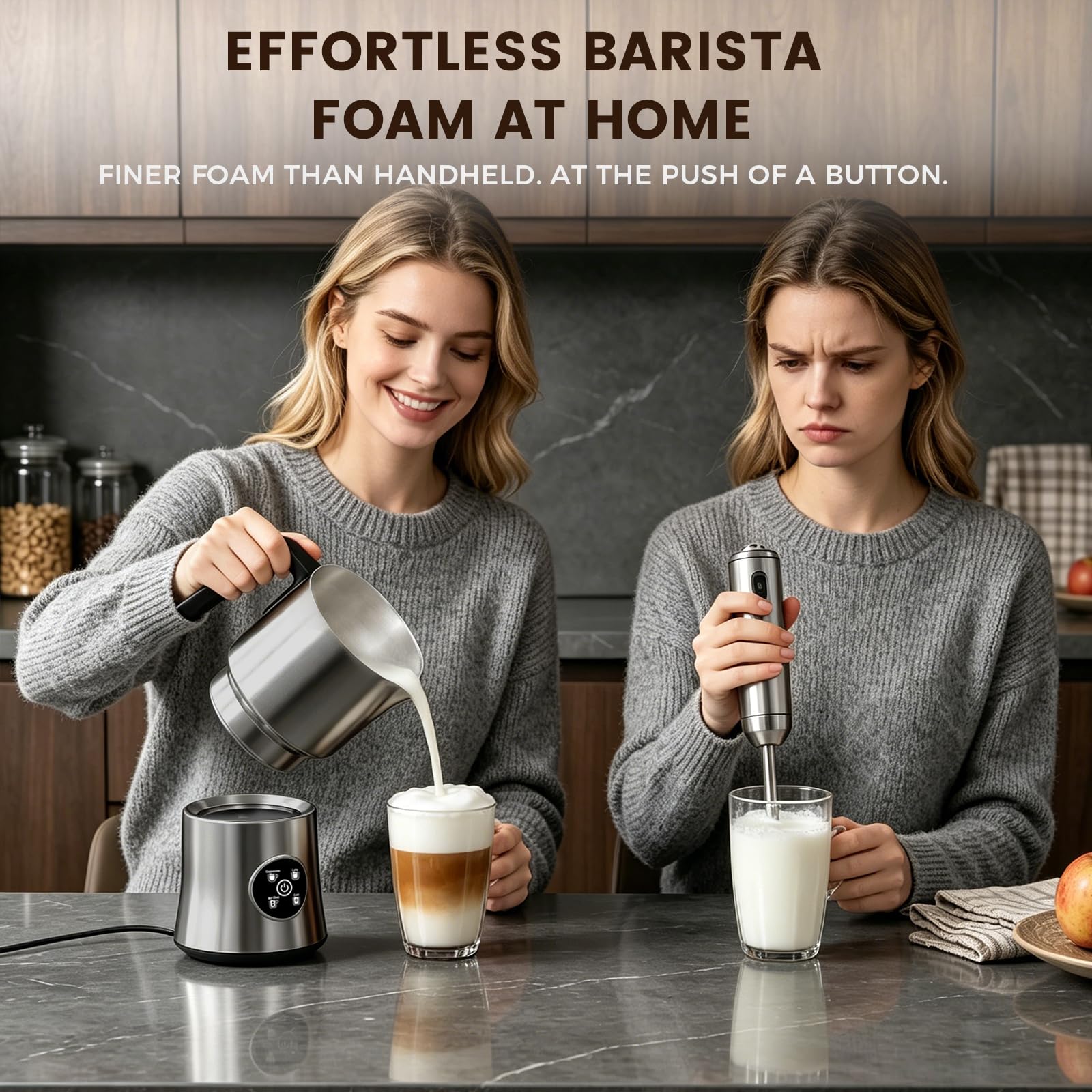 Automatic Milk Frother and Steamer with Hot and Cold Foam