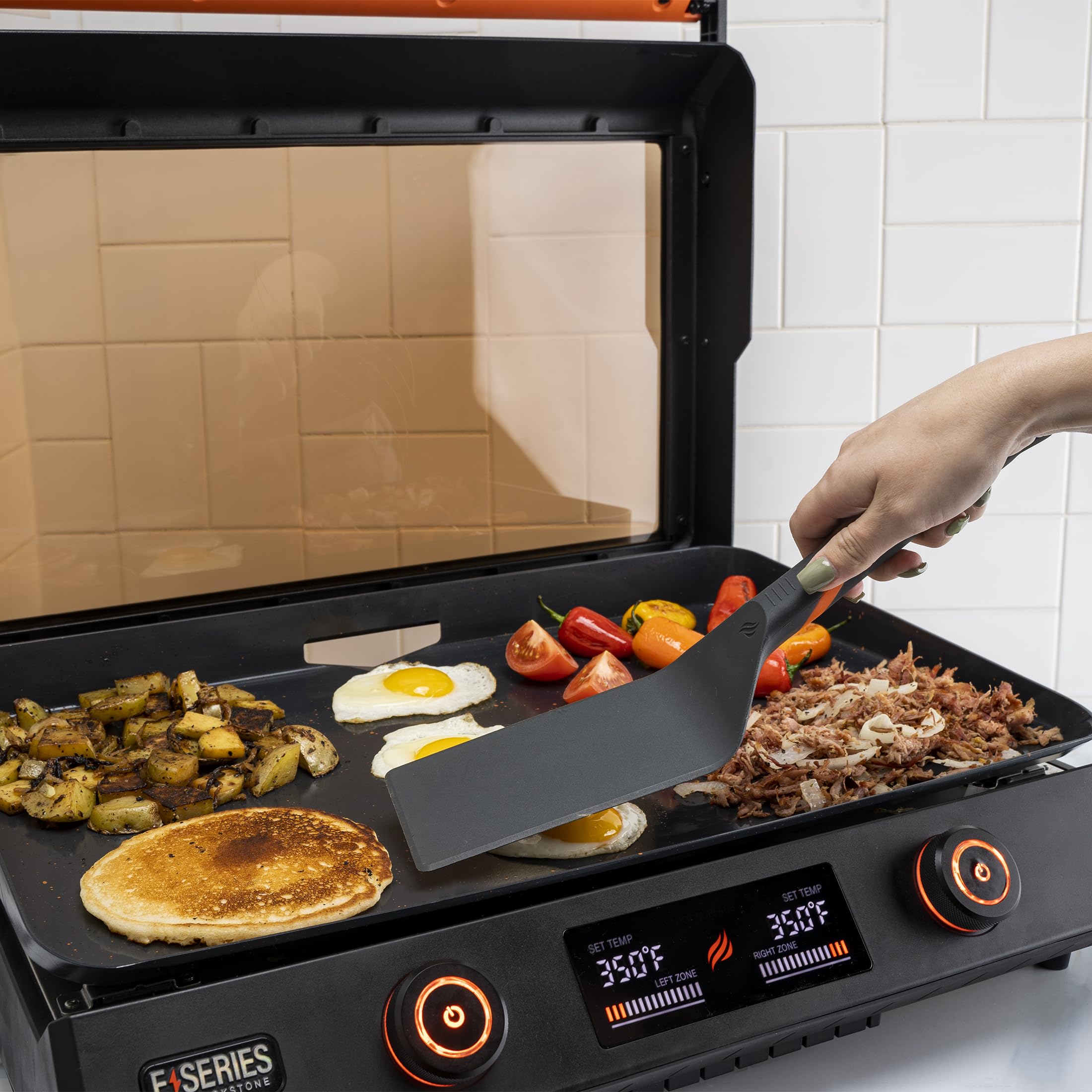 22 Inch Nonstick Electric Tabletop Griddle with Lid and Accessories