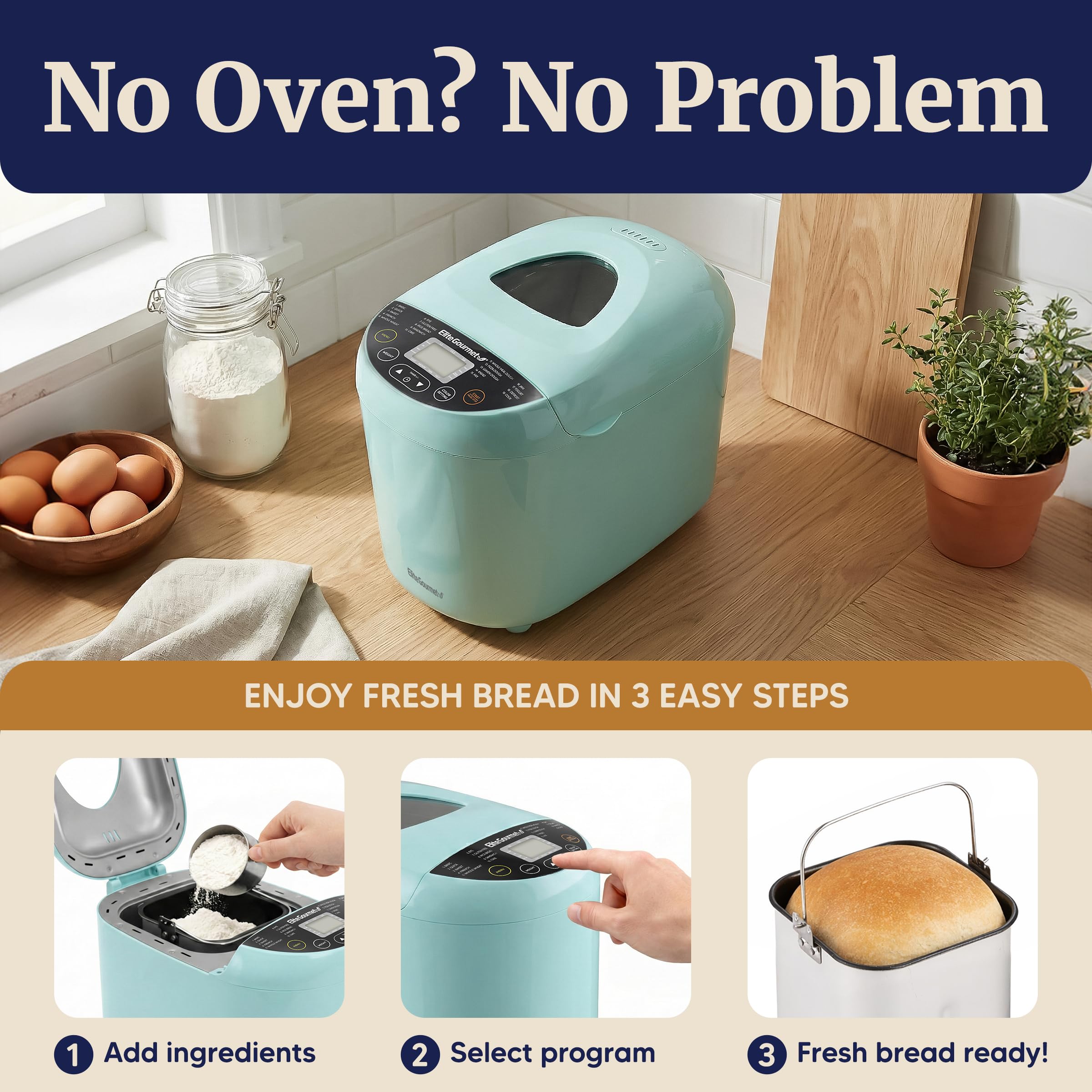 Programmable Bread Maker with 19 Programs and 3 Loaf Sizes