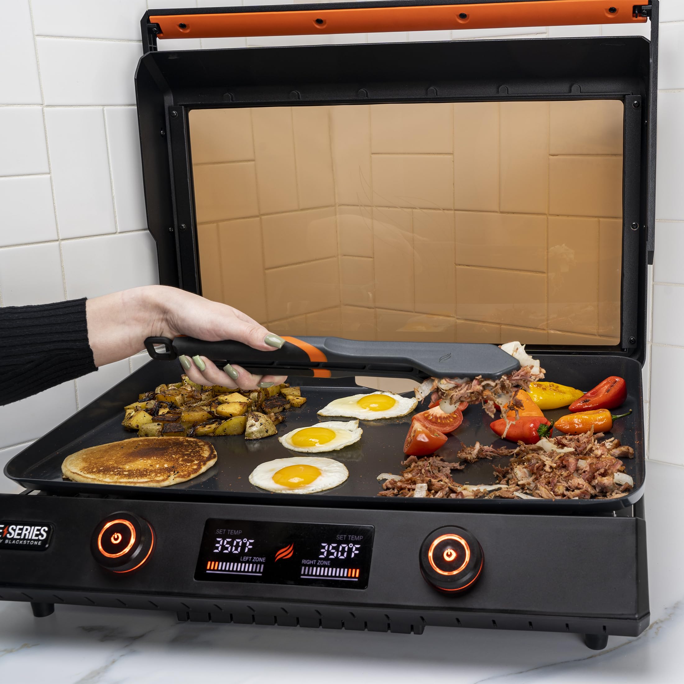 22 Inch Nonstick Electric Tabletop Griddle with Lid and Accessories