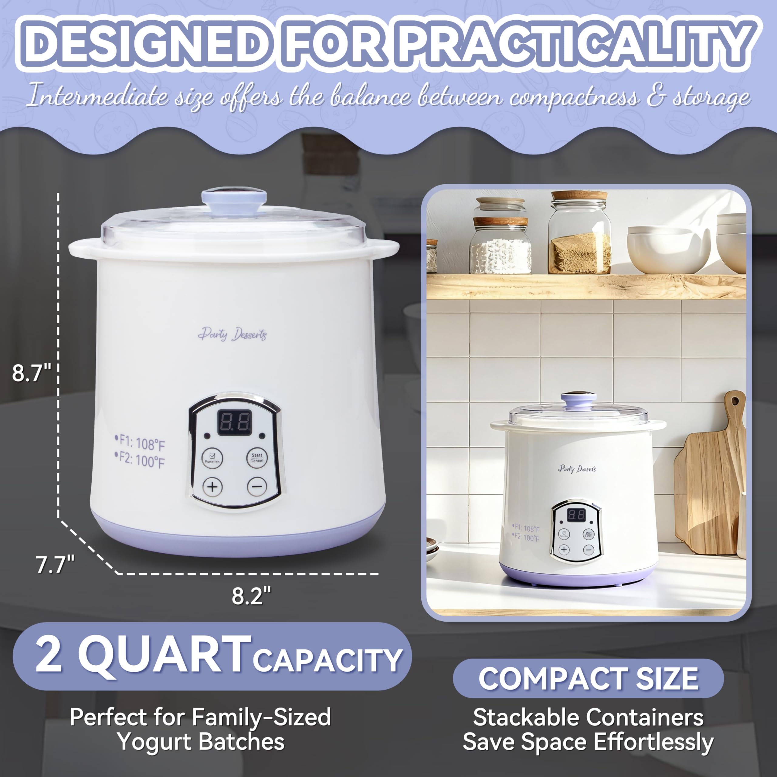 Automatic Greek Yogurt Maker with Strainer Timer and Two Quart Buckets