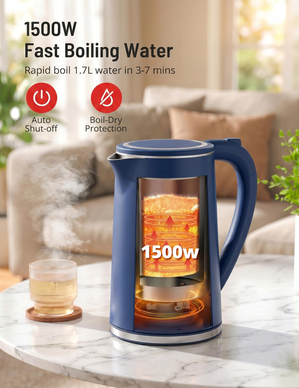1.7L Digital Electric Kettle with Six Presets and Cool Touch Body
