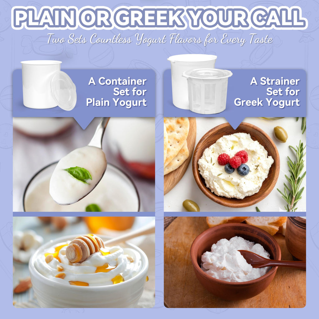Automatic Greek Yogurt Maker with Strainer Timer and Two Quart Buckets