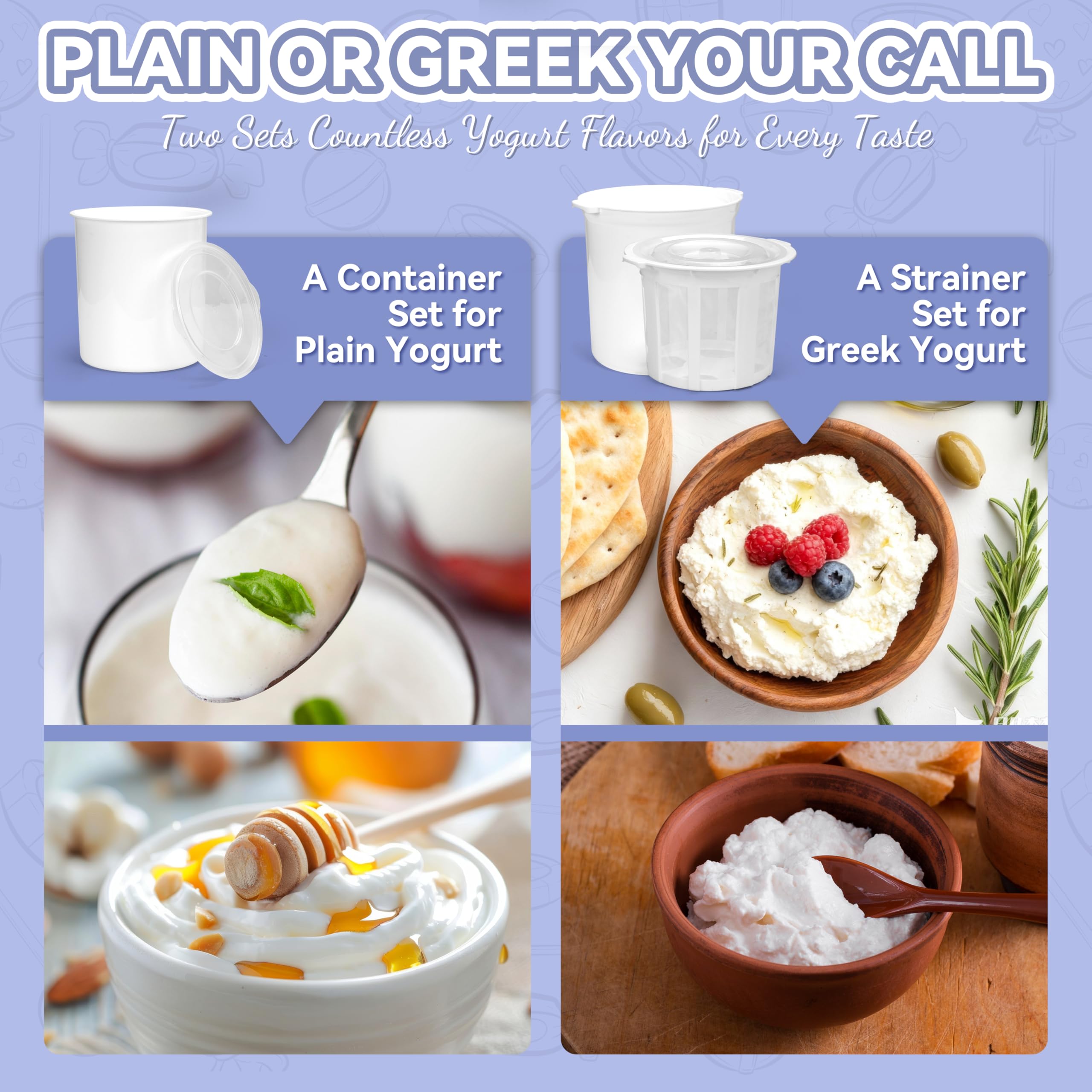 Automatic Greek Yogurt Maker with Strainer Timer and Two Quart Buckets