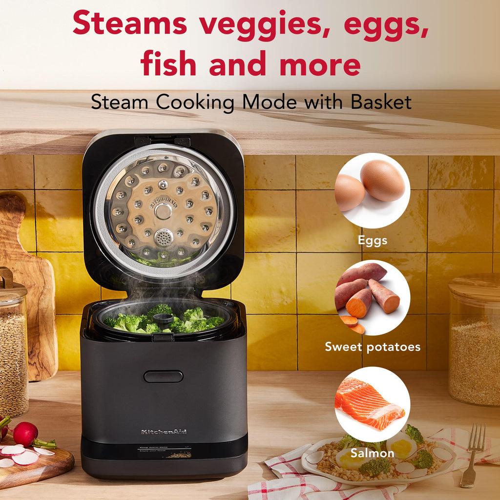 Compact Grain and Rice Cooker Black Matte